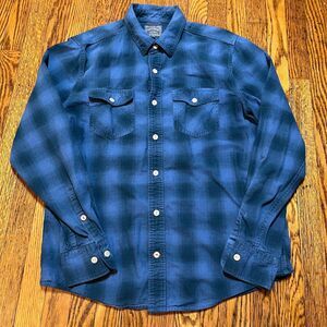 FatFace Men's M Blue Plaid Flannel Shirt Classic Fit Long Sleeve Outdoor Hiking